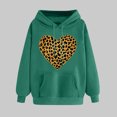 thumbnail image 2 of Oversizes Hoodies for Valentine's Day Womens Leopard Heart Pullover Cute Sweatshirt with Drawstring, 2 of 5