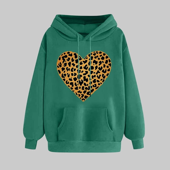 SOOMLON Valentines Day Hoodies for Women Lover Valentines Gift Plus Size Tunic Long Sleeve Crewneck Sweatshirts Tops Funny Love Heart Graphic Pullovers Shirts Fashion Holiday Outfits 2025 Army Green