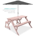 thumbnail image 5 of Best Choice Products 2-in-1 Outdoor Interchangeable Wooden Picnic Table/Garden Bench for w/ Umbrella Hole - Pink, 5 of 7