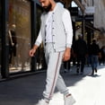 thumbnail image 3 of Men’s Two Piece Tracksuit Set Casual Bomber Jacket and Jogger Pants with Striped Print Athletic Style Outfit, 3 of 6