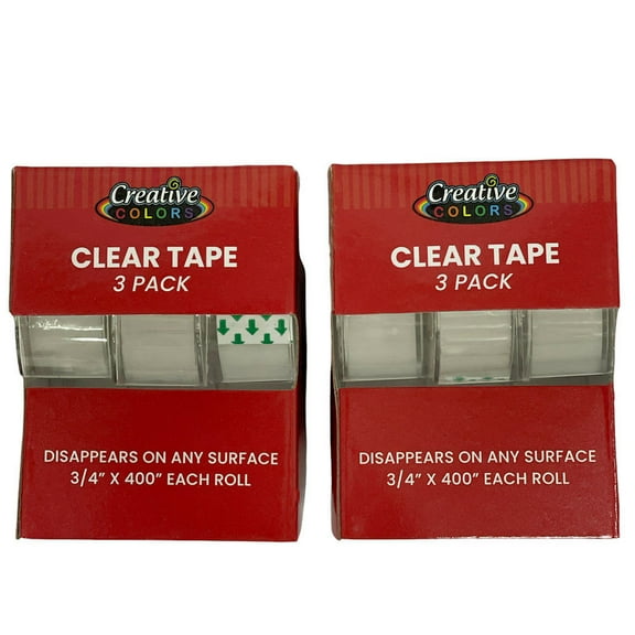 Creative Colors Clear Tape, 2 Pack, 3/4" x 400" Rolls