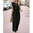 thumbnail image 4 of Jumpsuits for Women 2025 Summer Ruffle Sleeves Square Neck Rompers Drawstring Overalls with Pockets, 4 of 9
