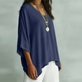 thumbnail image 4 of Gamivast V Neck Blouses for Women 3/4 Batwing Sleeve Flowy Shirts Casual Oversized Loose Fit Tunic Tops Lightweight Comfy Basic Tees for Summer Fall Vacation Navy XXL, 4 of 7