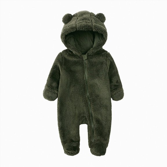 WUANDIXFA Baby Girls Boys Clothes Baby Rompers Newborn Fleece Footie Snowsuit Winter Cartoon Warm Hooded Romper 0 3 6 18 24 Months Jumpsuit Outfits, AG, 6-9 Months