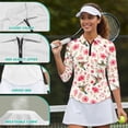 thumbnail image 6 of Uorisanigo Hummingbird Flower Women's Golf Top Breathable Polyester Spandex Fabric Moisture Wicking Tennis Activewear Soft Stylish Outing Wear with Zipper 3/4 Roll Sleeve Size 2XL, 6 of 7