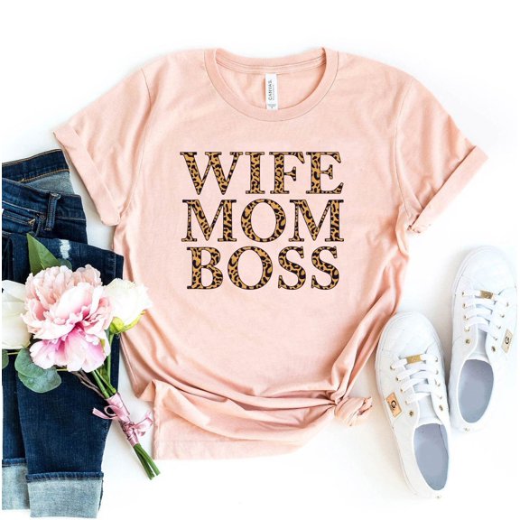 Wife Mom Boss T-shirt Cool Mama Tshirt Motherhood Tee Mother's Day Shirt Women's Empowerment Gift Working Mother Shirts Tired Mum Top