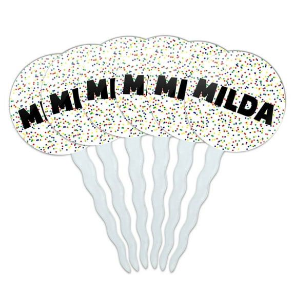 Milda Cupcake Picks Toppers - Set of 6 - Mutlicolored Speckles