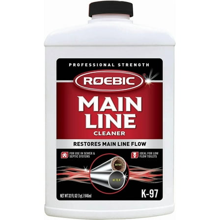 K-97 Main Line Cleaner: Exclusive Bacteria Digests Paper, Fats, and Grease in Sewer and Septic Systems - 32 Ounces, Liquid