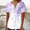 thumbnail image 4 of Shorts pour Femmes, Blouses pour Femmes, Mode Décontractée Imprimée Col en V Bouton Pliée Haut Blouse, 4 of 4