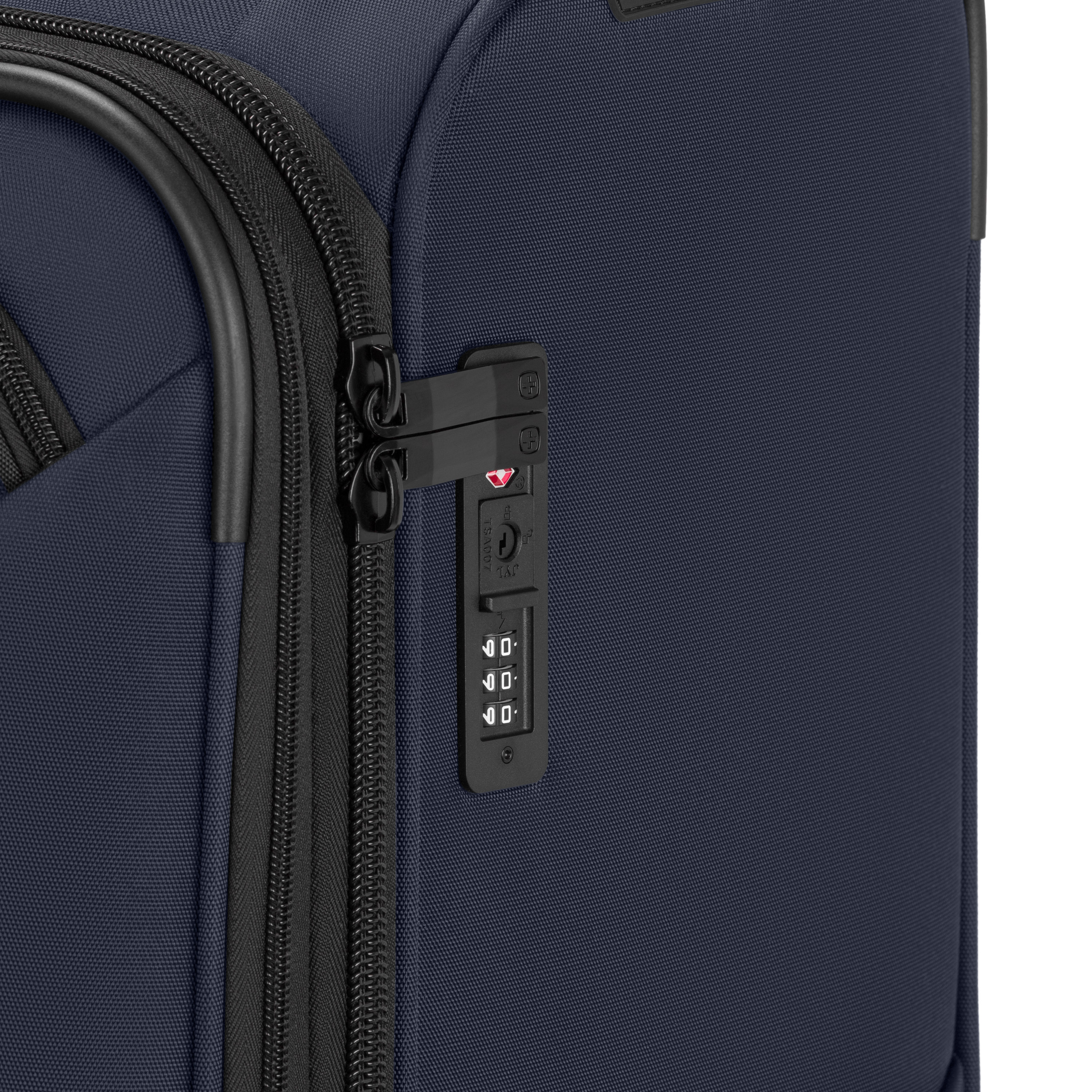 SWISSGEAR Stride Expandable Medium Checked Spinner Luggage, Peacoat Blue, 8 Wheels & Built-in TSA Lock