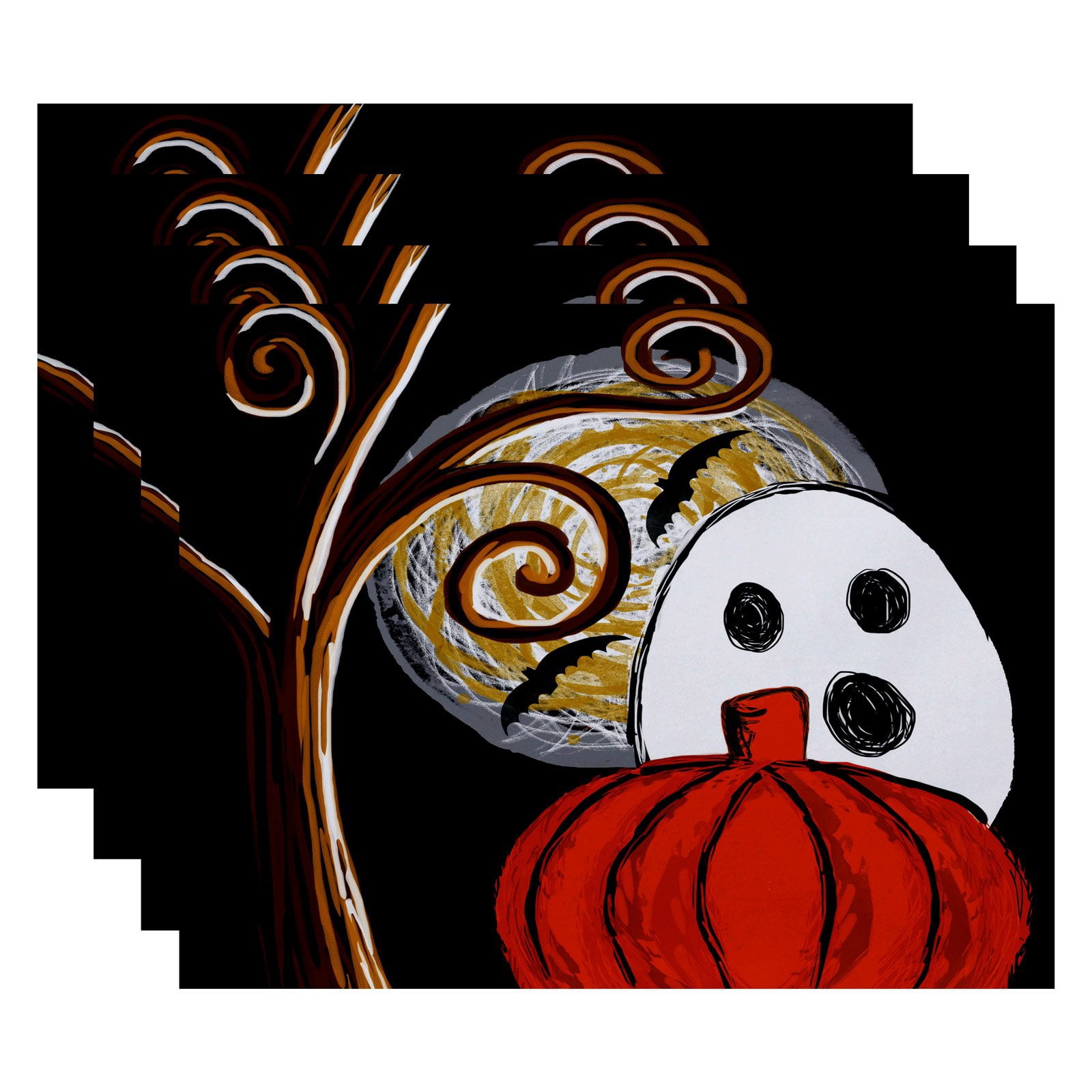 Simply Daisy 18" x 14" Ooky Spooky Geometric Print Placemats, Set of 4