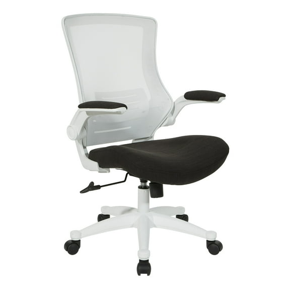Office Star Products White Screen Back Manager's Chair in Linen Black Fabric