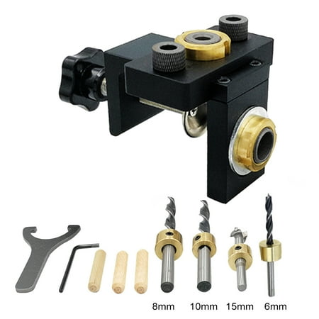 

Meterk Doweling Jig Pocket Hole Jig Kit Wood Vertical Drilling Detachable Locator for Furniture Connecting Hole Puncher Carpentry Tools