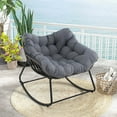 thumbnail image 1 of Costway 1 PCS Outdoor Rocking Chair Oversized Patio PE Wicker Egg Chair Rattan Lounge Chair Gray, 1 of 10