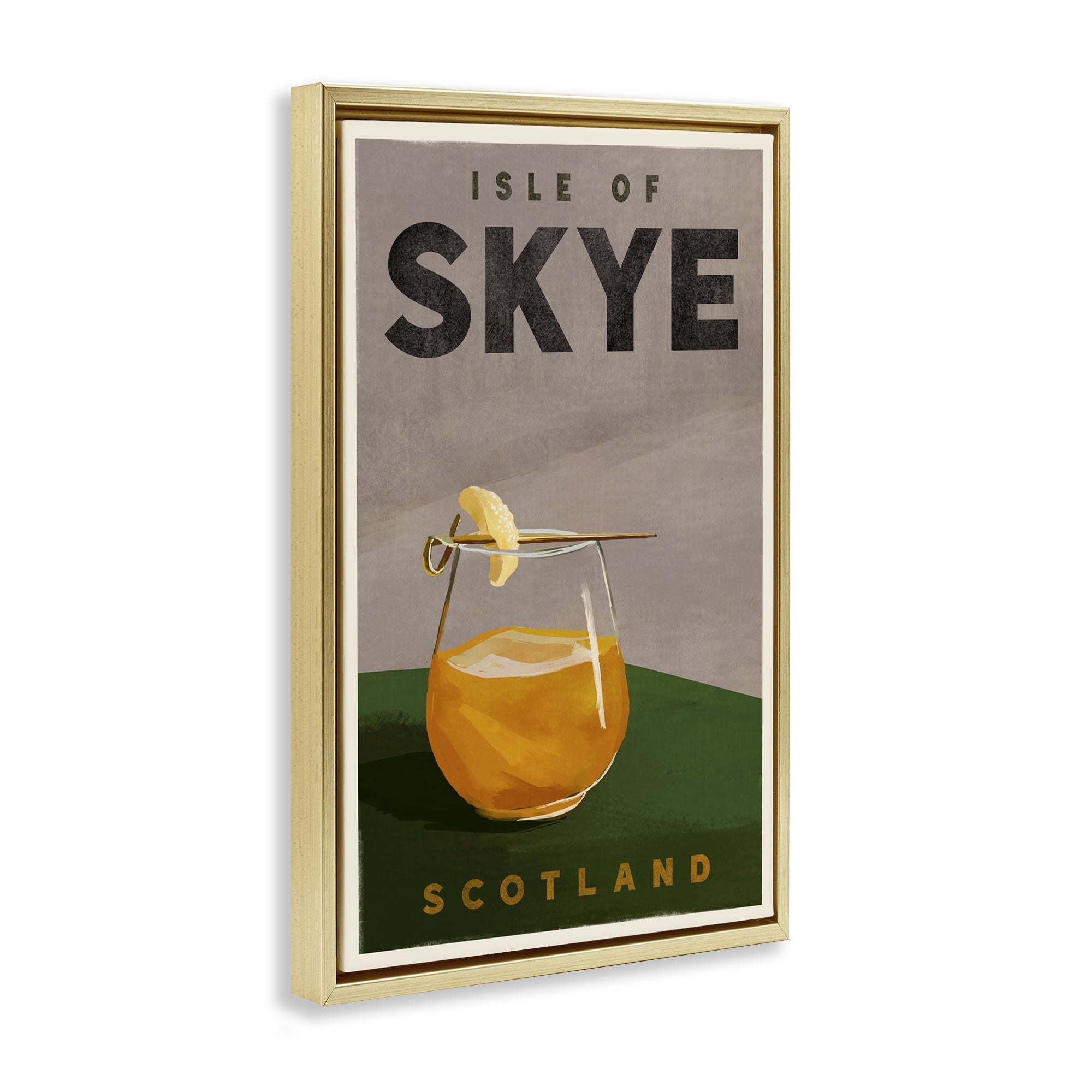 Stupell Industries Isle of Skye Cocktail Food & Beverage Painting Gold Floater Framed Canvas Art Print Wall Art, 21 x 31