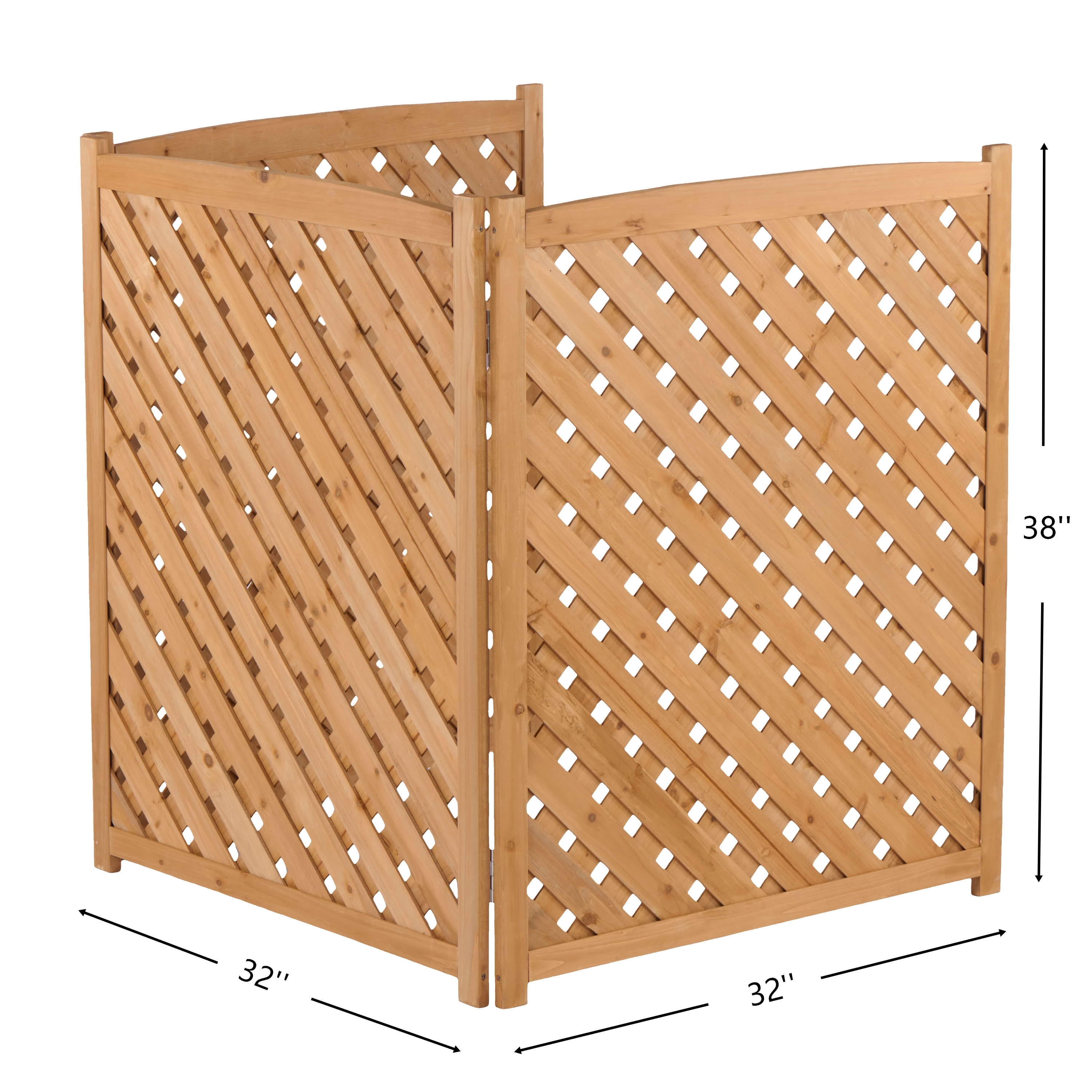 MAYEERTY 3-Panel Outdoor Wood Privacy Fence Screen, 32"Wx38"H Air Conditioner Trash Can Enclosure for Backyard Patio
