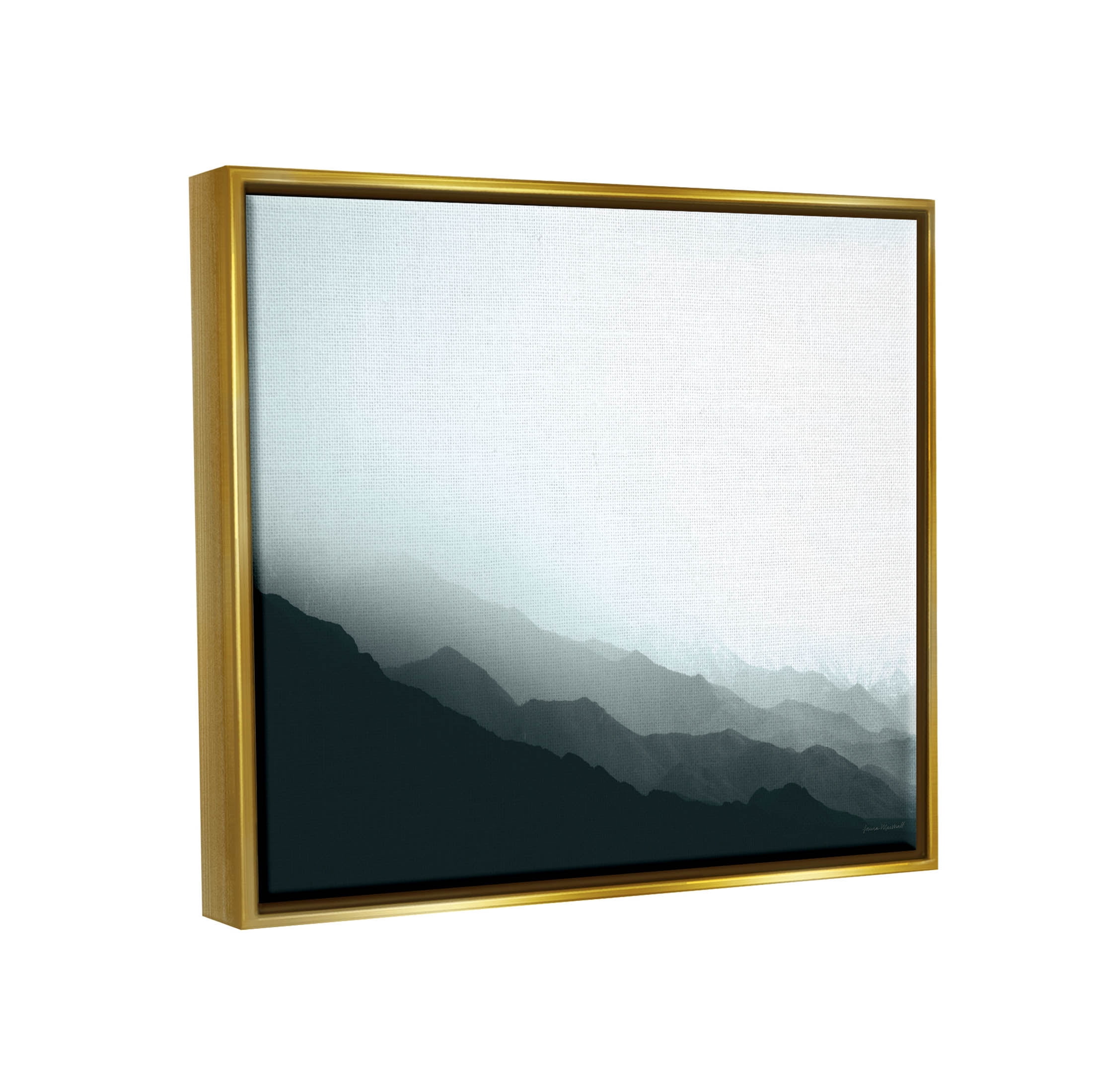 Stupell Industries Misty Mountain Range Slopes Landscape Photograph Metallic Gold Floating Framed Canvas Print Wall Art, Design by Laura Marshall