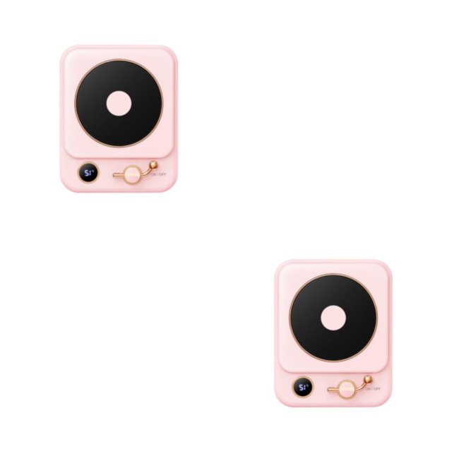 Bearachild Calentador eléctrico para tazas de café, portátil, de bajo ruido, 25W, 50HZ, interruptor de encendido/apagado, Digital, 3 Rosa 2Conjunto