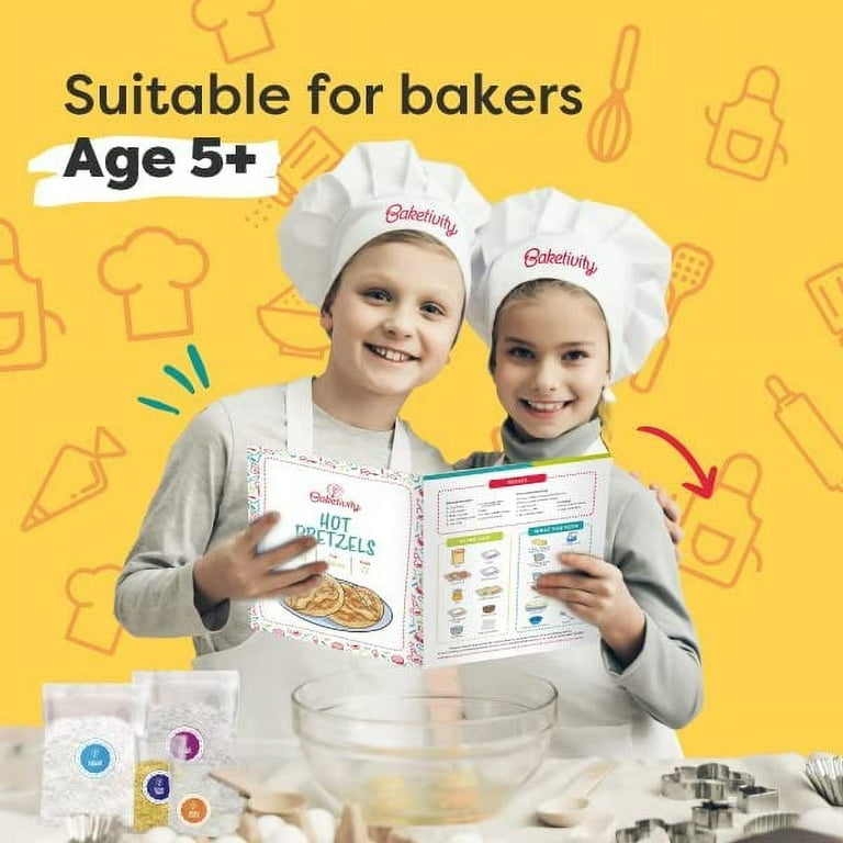Baketivity Kids Baking Set, Meal Cooking Party Supply Kit for Teens, Real  Fun Little Junior Chef Essential Kitchen Lessons, Includes Pre-Measured