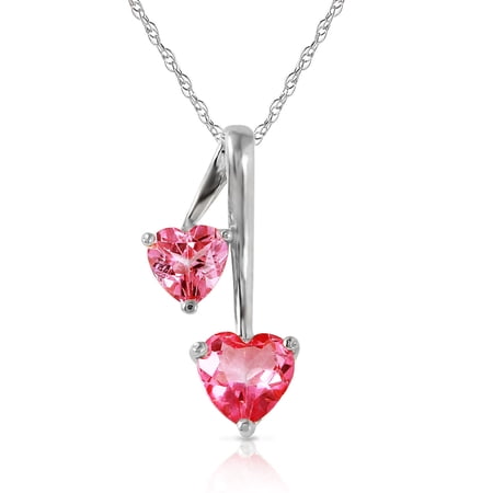 Galaxy Gold 14K Solid Gold Natural Pink Topaz Pendant Necklace for Women - White Gold Fine Jewelry