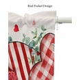 thumbnail image 5 of Valentine's Love Linen Curtain Valance for Bedroom/Bathroom/Kitchen/Office/Living/Dining Room Windows,Vintage Eucalyptus Leaves Plaid Dot Rose Pocket Topper Drapes Decorative Cafe Drapery Panel 42x12, 5 of 6