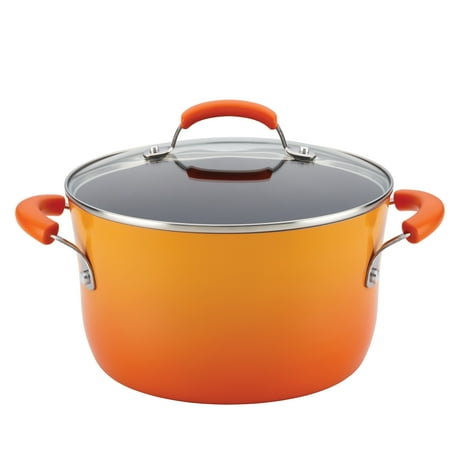 Rachael Ray Classic Brights Hard Enamel Aluminum Nonstick 6-Quart Covered Stockpot