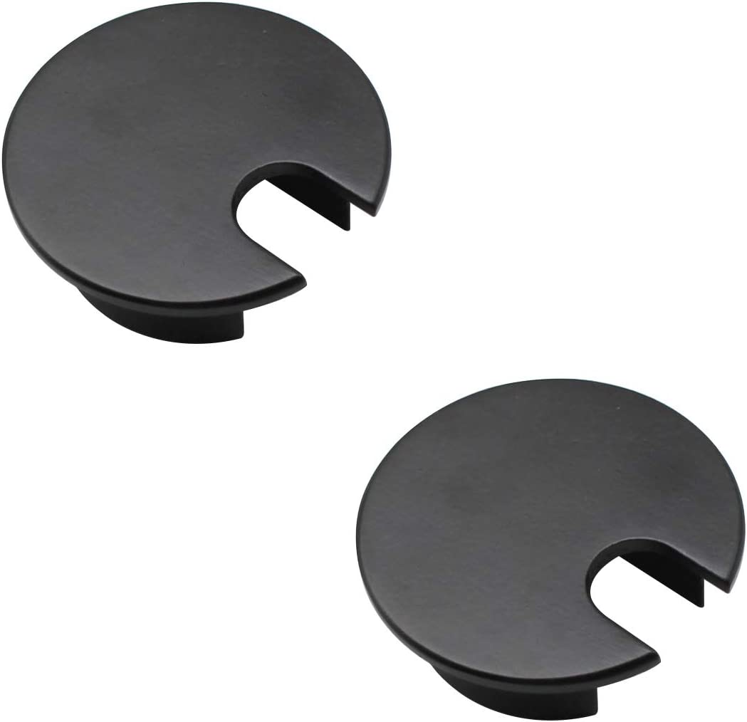 Epcany 2 Pieces Cable Hole Cover, Black 35mm Round Hole Cover