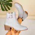 thumbnail image 5 of EKVAHL Women's Walking Ankle Boots, Buckle Strap Chelsea Booties, Side Panel Wide Fit Street Daily Outdoor Casual Short Boots Gray, 5 of 5