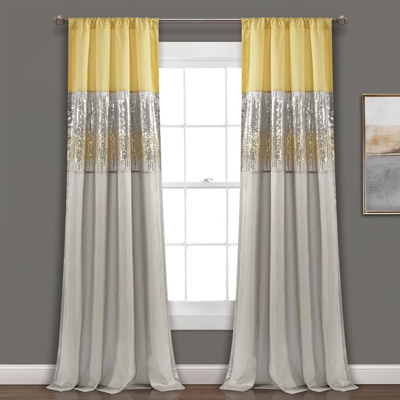 Panneau de Rideau de Fenêtre Ciel Nocturne Simple Jaune/gris 42X84