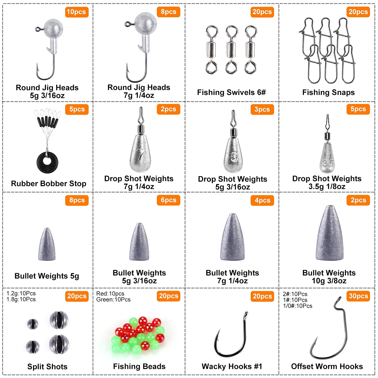 187/343pcs Fishing Accessories Kit  Organized Tackle Box With Included Hooks Weights Sinkers Gear And Equipment Gift For Men