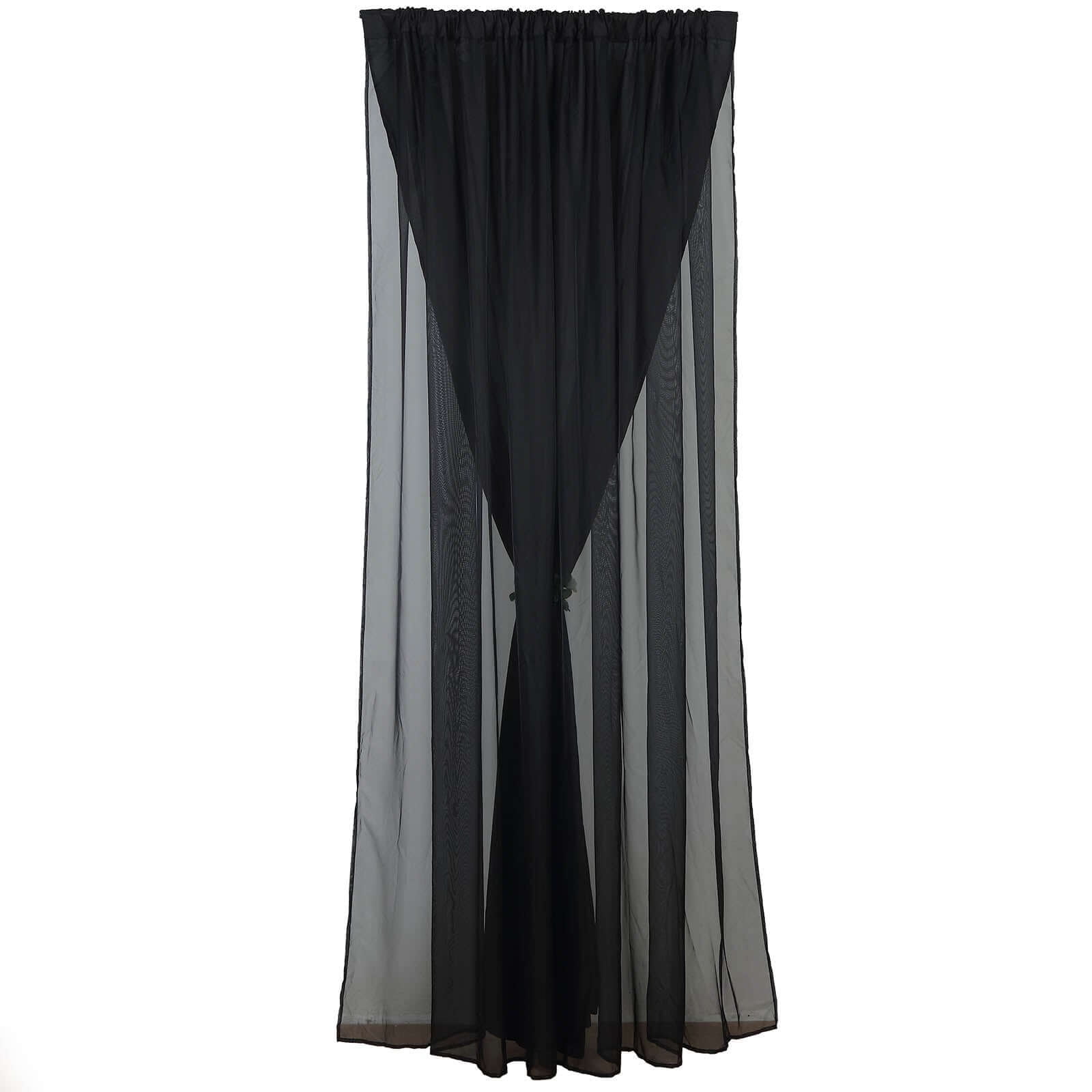 Efavormart 10ftx10ft Black Dual Layered Polyester Sheer Chiffon Backdrop Curtains With Rod Pockets