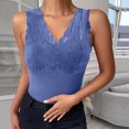 thumbnail image 4 of Thermal Tank Top Women Fleece Small V Neck Fitted Fleece Lined Thermal Sleeveless Tops Camisole Warm Base Layer Vest Cold Weather Dark Blue, 4 of 6