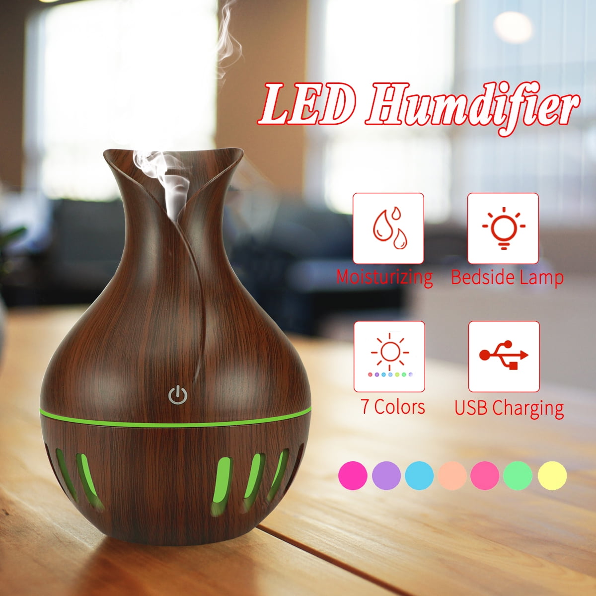 130ml Aroma Diffuser Humidifier, Mini Ultrasonic Cool Mist Essential