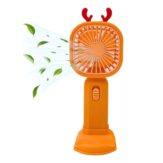 Ventilador De Escritorio Mini Con Soporte Para Celular Recargable Naranja
