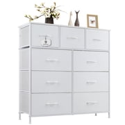 EDX 9 Drawers Dresser for Bedroom, Fabric Storage Organizer Tower Cabinet, White