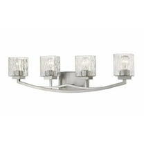 4 Light Metropolitan Steel Vanity Light Fixture with Chisel Glass-8.25 inches H By 32 inches W-Brushed Nickel Finish Bailey Street Home