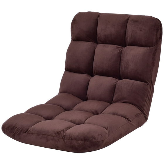 Costway Cushioned Floor Gaming Sofa Chair Folding 5 Positon Costway Cushioned Floor Gaming Sofa Chair Folding 5 Positon Adjule Recliner Brown Com