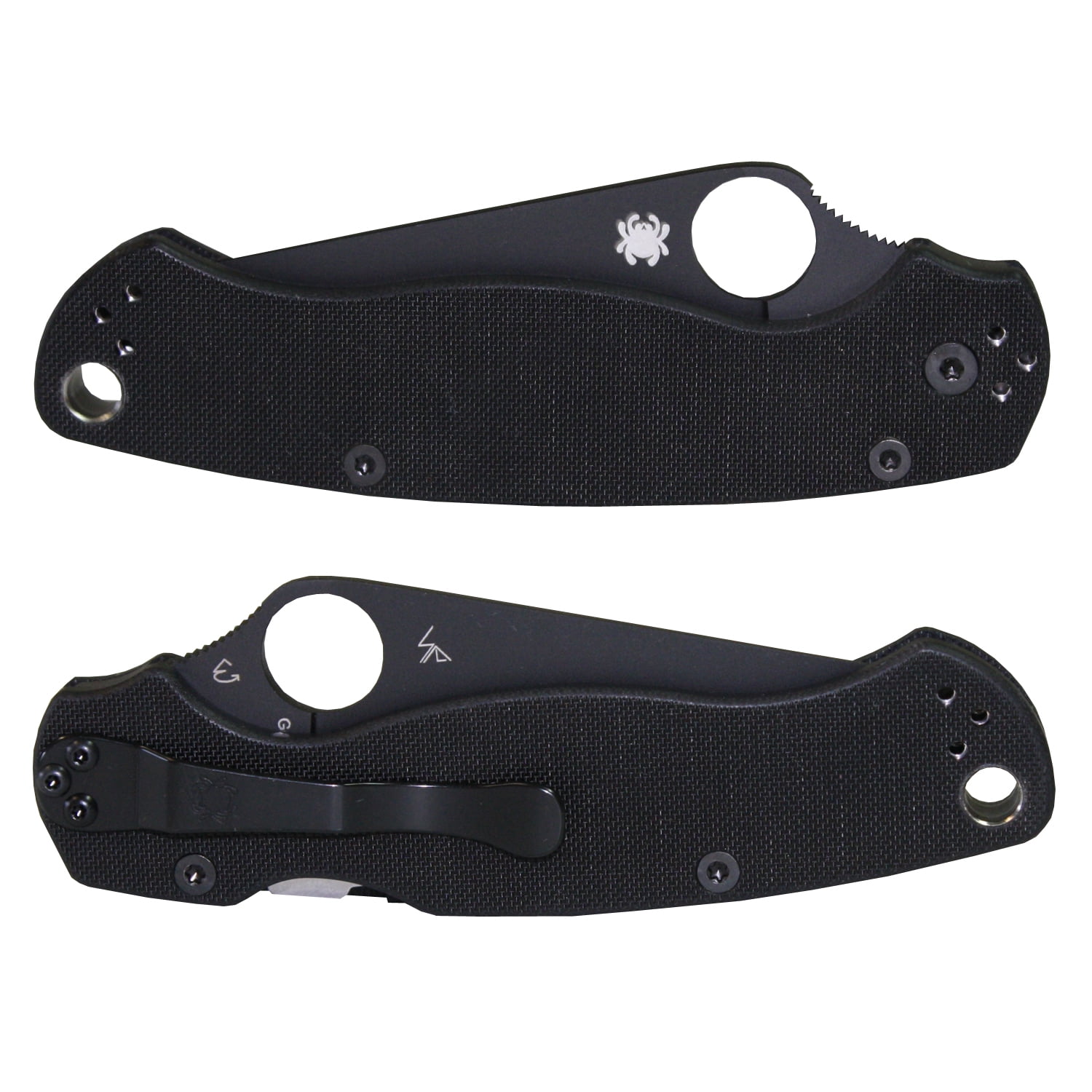 Spyderco Para Military 2 Black G-10 Black Blade PlainEdge Folding Knife