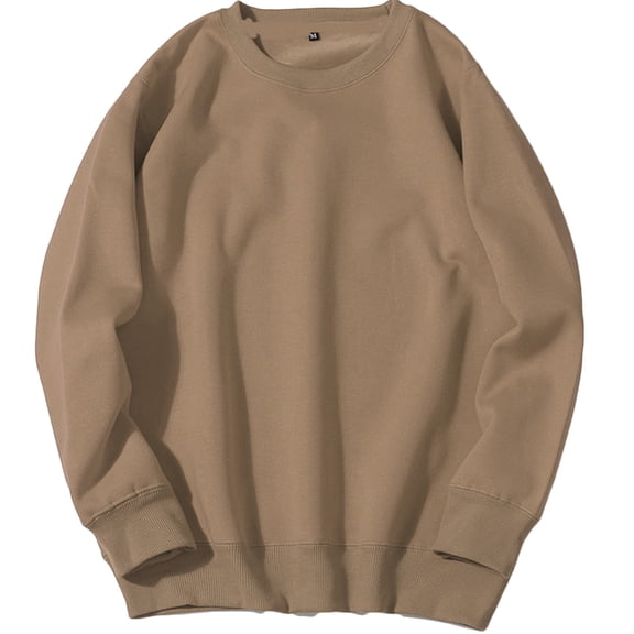 WMTBSRSW Mens Basic Crewneck Sweatshirts Solid Oversized Long Sleeve Pullover Tops Lightweight Fall Sweatshirt for Adult Under $10 Sweatshirt Brown 3X-Large