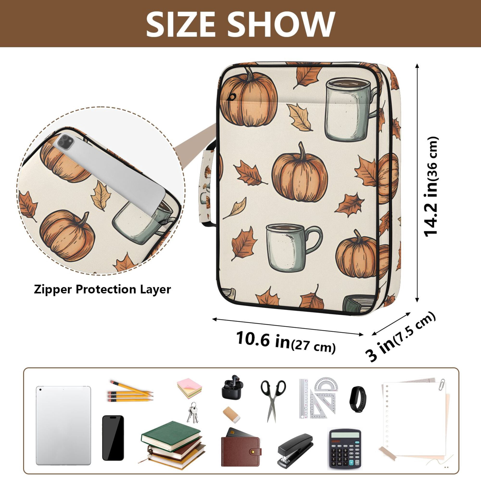 FORMRS Accordion File Folder A4 Size 7-Pocket Expanding Document Organizer Bag with 3 Ring Binder, Fall Leaves