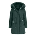 thumbnail image 4 of ClodeEU Women's Hooded Coat,Mid Length Puffer Jacket With Zip Up Pockets,Winter Thicken Warm Coat Blue,Womens Plus XL, 4 of 7