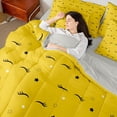 thumbnail image 4 of jejeloiu Cartoon Stars Print 7pcs Bedding Comforter Set,Yellow Black Queen Bedding Sets For Girls Kids Reversible, 4 of 8
