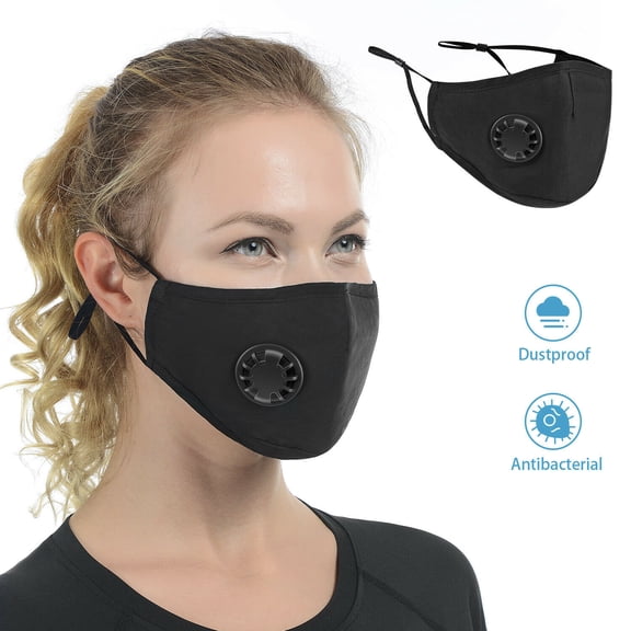 Cycling Face Mask Breathable Washable Ships from USA Black (one size)