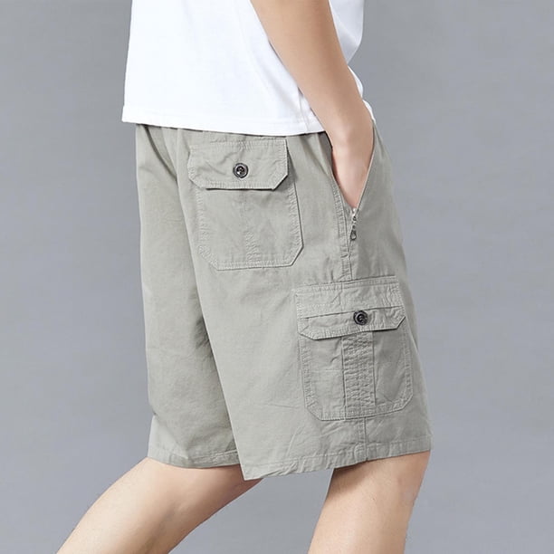 Ceisia Men's Fashion Casual Workwear Stretchy Gift Waist Multiple Zipper Pockets Solid Half Shorts - All-Season Outdoor Daily P ants
