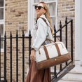 thumbnail image 2 of Bolsa de lona CLUCI Weekender para mujer, color blanco y marrón, 2 of 7