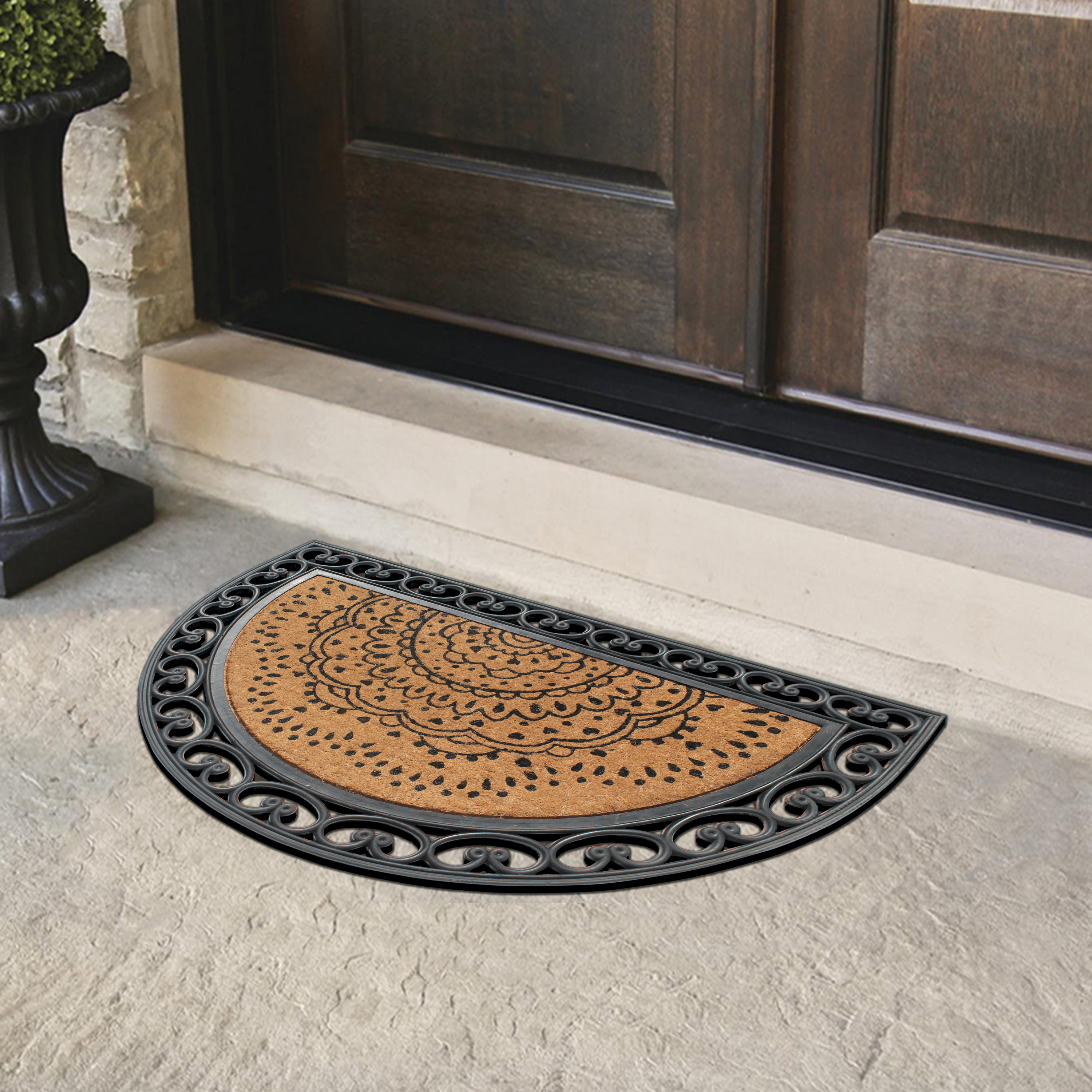A1 Home Collections Half Round Doormat, Rubber and Coir, 30"x48" Inch, Standard Double, Single Heavy Doormat, Large Size, Rubber Backed, Outdoor Mat