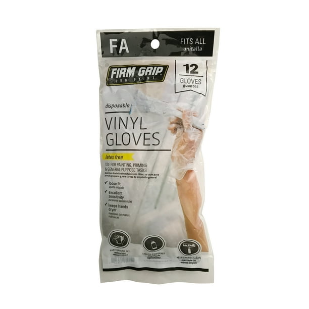 Firm Grip Pro Paint 1361226 Disposable Vinyl Gloves, Latex Free, Clear