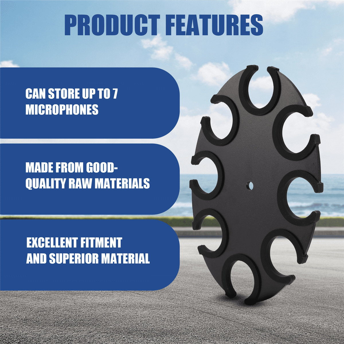 Microphone Holder, Multi Mic Holder for Wired and Wireless Mics, Multiple Microphone Organizer and Display for Mic Stand