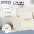 thumbnail image 5 of Walsunny 49" Loveseat Sofa Couch, 2-Seat Fabric Upholstered Sofa with 2 Removable Pillows, Modern Loveseat Couch, Wood Leg, White, 5 of 8