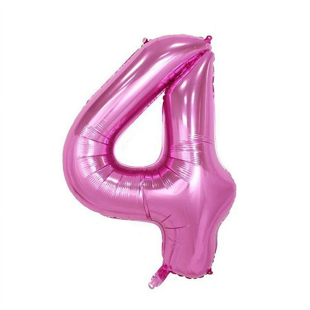 y Pink 4 Balloon, Giant 40 Inch Number Balloon, 4th Pink Party corations, Four